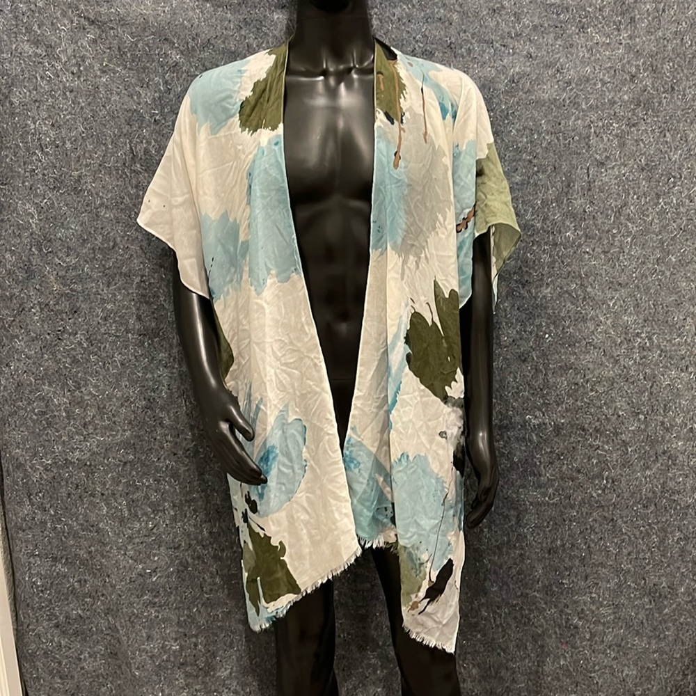 NEW Pretty Persuasions WOMENS Light Blue White Polyester Accent Cover Jacket Top